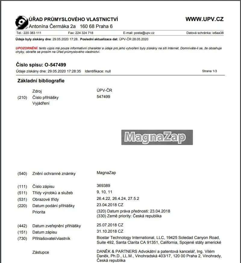 MagnaZap Certificate